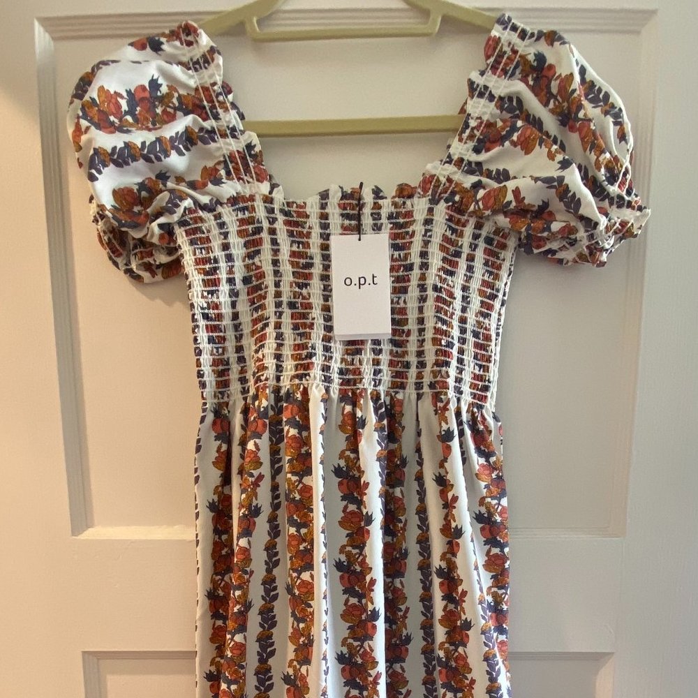 o.p.t. Smocked Floral Midi Dress NWT Small